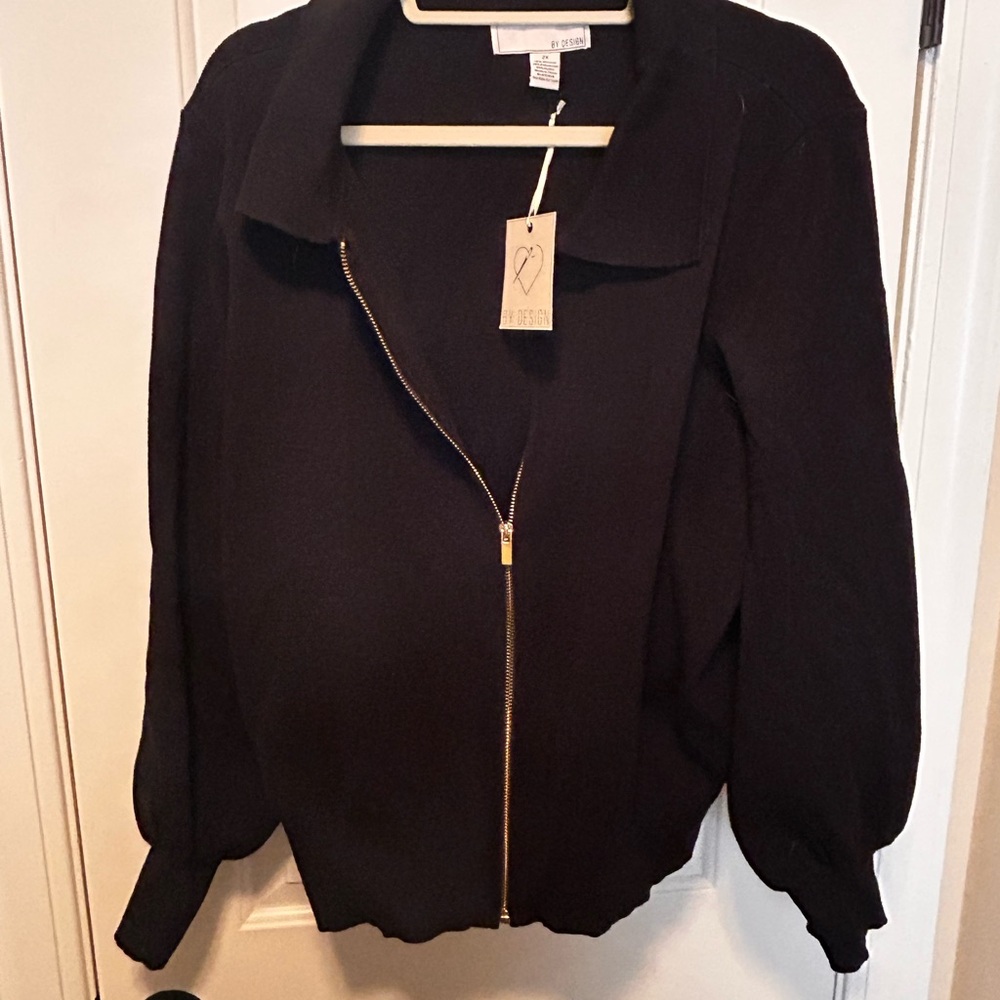 Elegant Black Zip-Up Cardigan